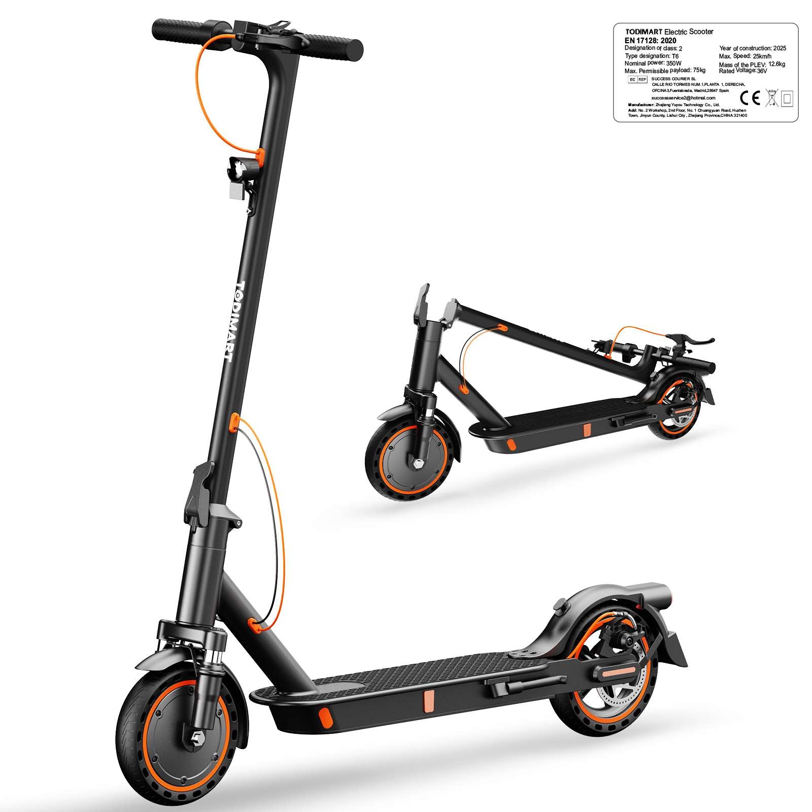TODIMART T6 (ABE) Elektroroller - Doppelfeder-Stoßdämpfer