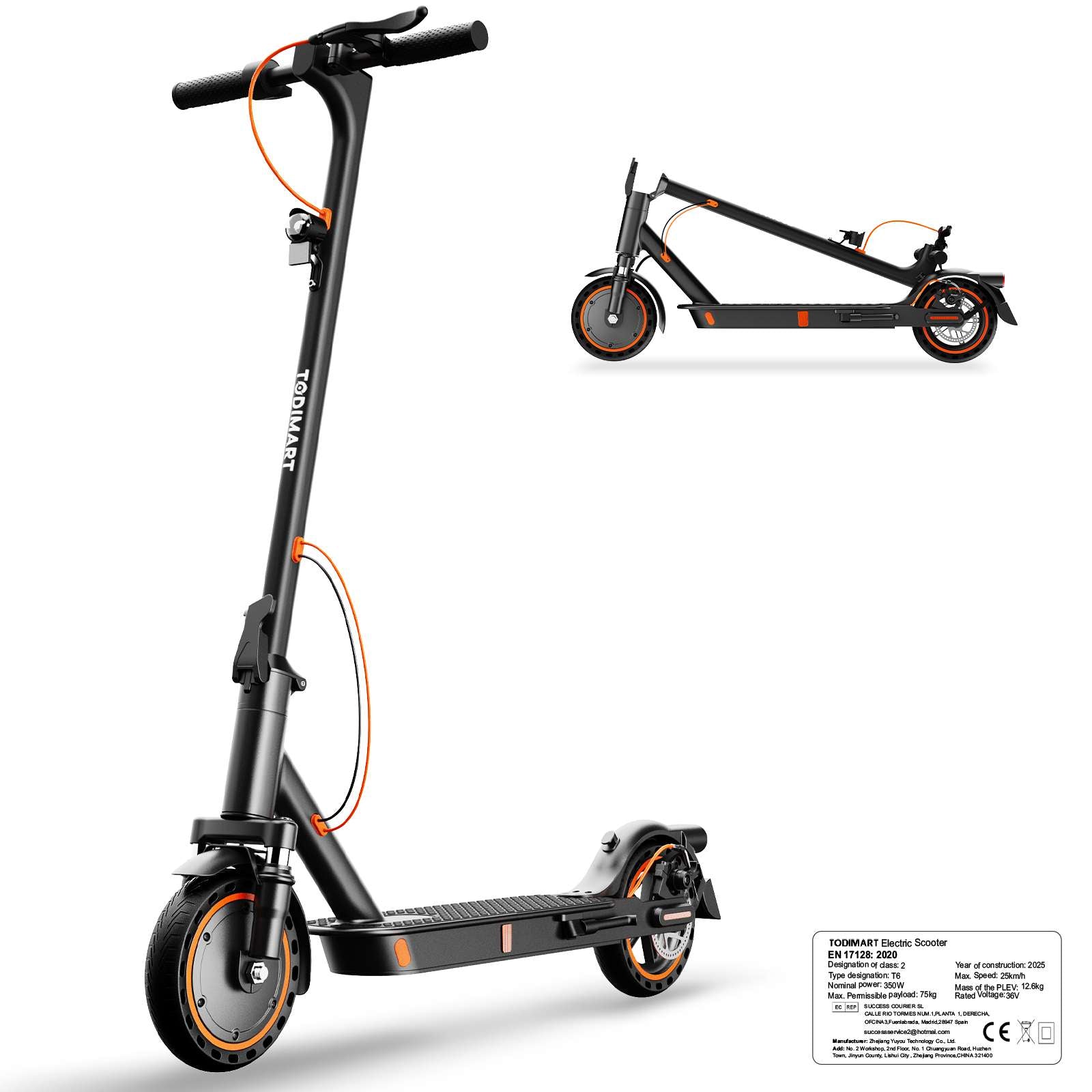 TODIMART T6 (ABE) Elektroroller - Doppelfeder-Stoßdämpfer